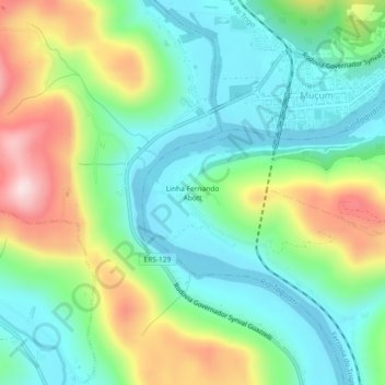 Carte topographique Linha Fernando Abott, altitude, relief