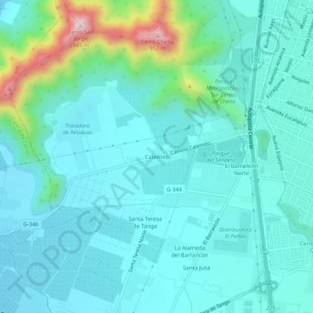 Carte topographique Catemito, altitude, relief