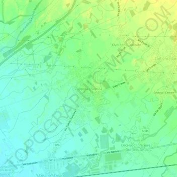 Carte topographique Zoppola, altitude, relief