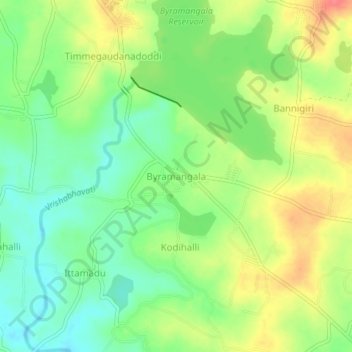 Carte topographique Byramangala, altitude, relief