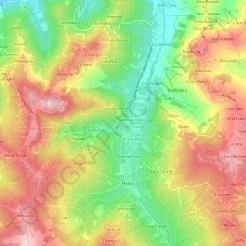 Carte topographique Fornazzo, altitude, relief
