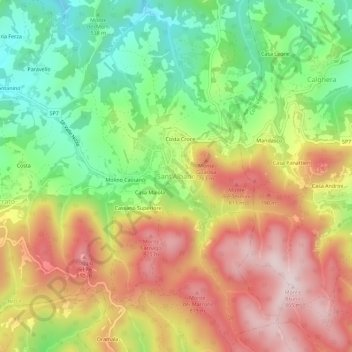 Carte topographique Sant'Albano, altitude, relief