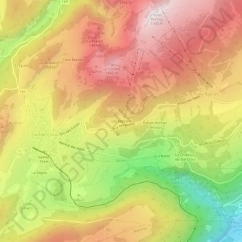 Carte topographique Les Replans, altitude, relief