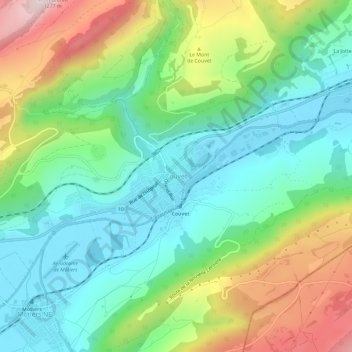 Carte topographique Couvet, altitude, relief