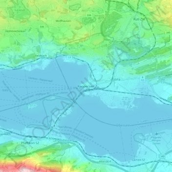 Carte topographique Rapperswil, altitude, relief