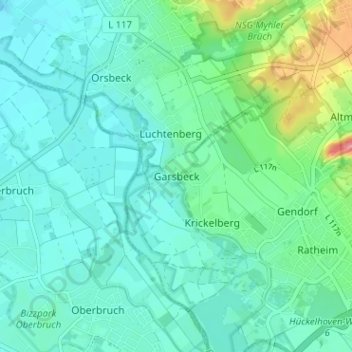Carte topographique Garsbeck, altitude, relief