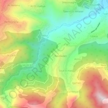 Carte topographique Aït Sider, altitude, relief