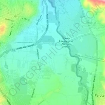 Carte topographique Los Trapiches, altitude, relief