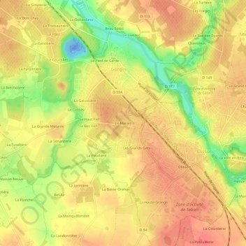 Carte topographique Le Marais, altitude, relief