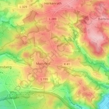 Carte topographique Höhe, altitude, relief