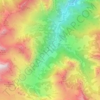 Carte topographique Case Corte, altitude, relief