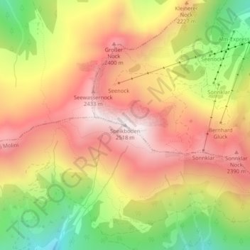 Carte topographique Speikboden, altitude, relief