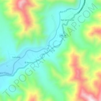 Carte topographique Paullo, altitude, relief