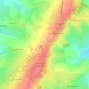 Carte topographique Domaine Neuf, altitude, relief