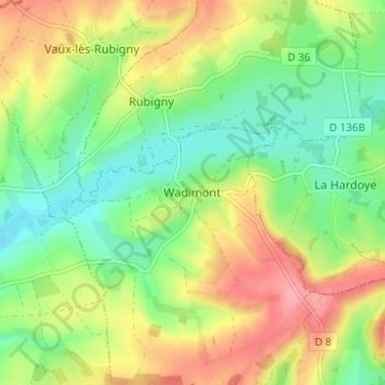 Carte topographique Wadimont, altitude, relief