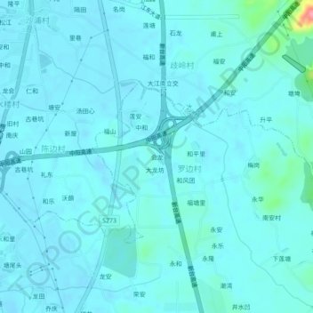 Carte topographique 会龙, altitude, relief