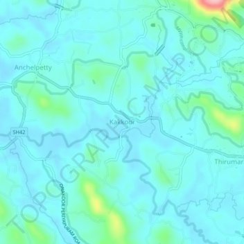 Carte topographique Kakkoor, altitude, relief