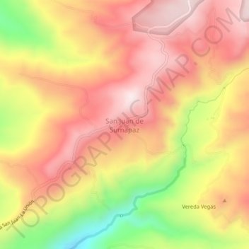 Carte topographique San Juan de Sumapaz, altitude, relief