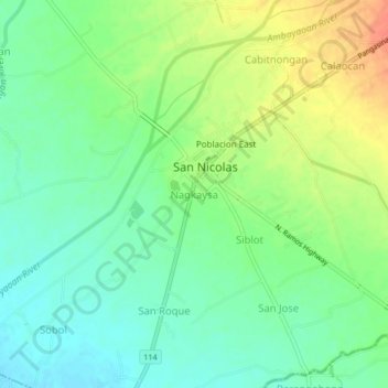 Carte topographique Nagkaysa, altitude, relief