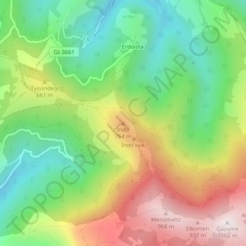 Carte topographique Indo, altitude, relief