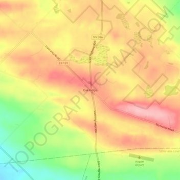 Carte topographique Oak Ridge, altitude, relief