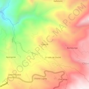 Carte topographique Chilchil, altitude, relief