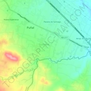 Carte topographique Residencial Pérez, altitude, relief