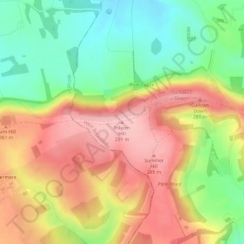 Carte topographique Inkpen Hill, altitude, relief