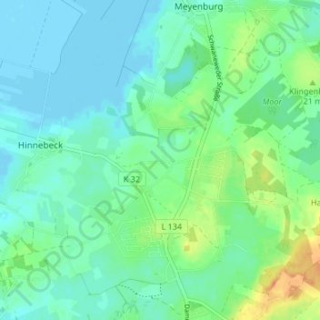 Carte topographique Welljepott, altitude, relief