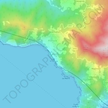 Carte topographique Anzo, altitude, relief