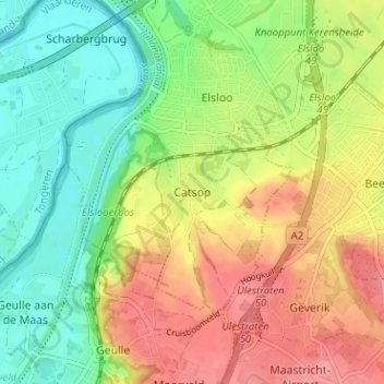 Carte topographique Catsop, altitude, relief