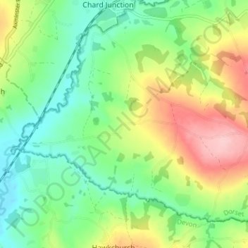 Carte topographique Holditch, altitude, relief