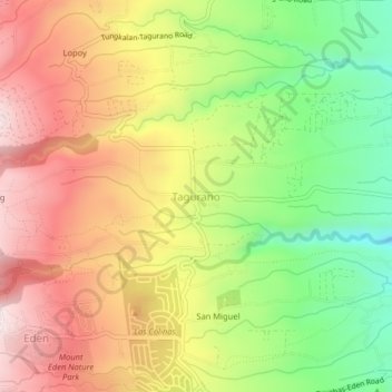 Carte topographique Tagurano, altitude, relief