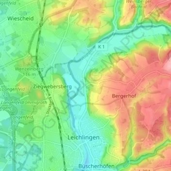 Carte topographique Unterberg, altitude, relief