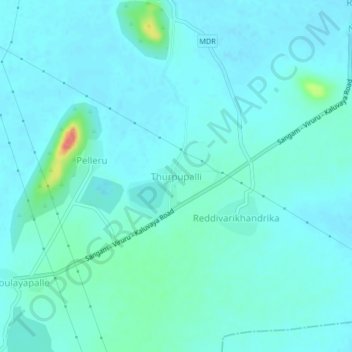 Carte topographique Thurpupalli, altitude, relief