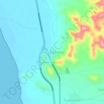 Carte topographique Nueva Esperanza, altitude, relief