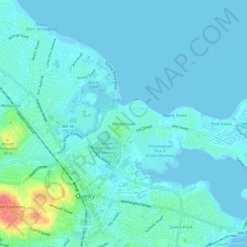 Carte topographique Merrymount, altitude, relief