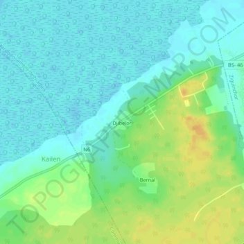 Carte topographique Djibelor, altitude, relief