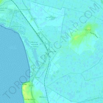 Carte topographique Le Marouillet, altitude, relief