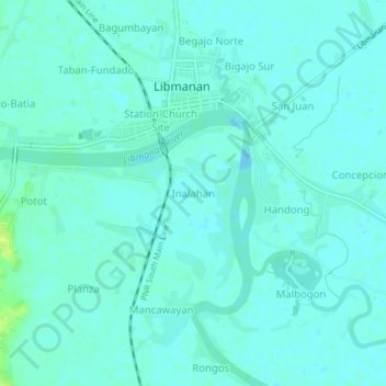 Carte topographique Inalahan, altitude, relief