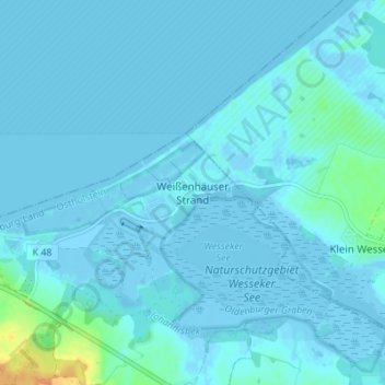 Carte topographique Weißenhäuser Strand, altitude, relief