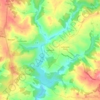 Carte topographique Le Chalard, altitude, relief