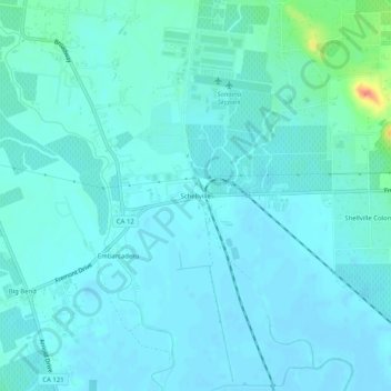 Carte topographique Schellville, altitude, relief