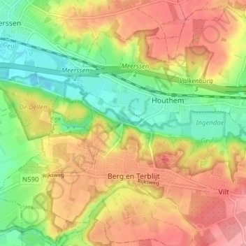 Carte topographique Geulhem, altitude, relief