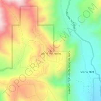 Carte topographique White Mountain, altitude, relief