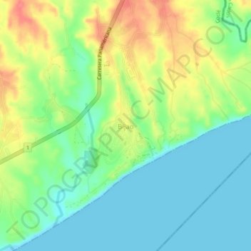 Carte topographique Bijao, altitude, relief