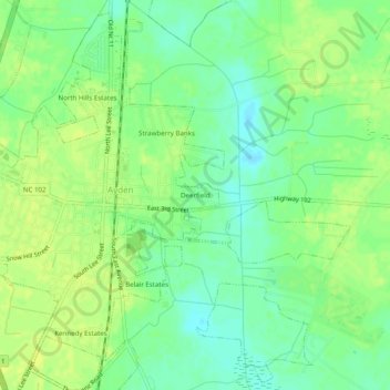 Carte topographique Deerfield, altitude, relief