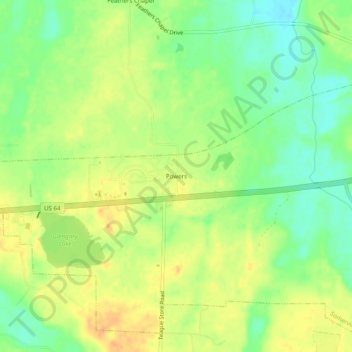 Carte topographique Powers, altitude, relief