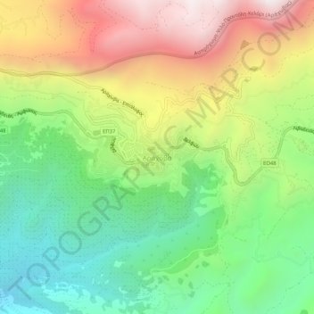 Carte topographique Arachova, altitude, relief