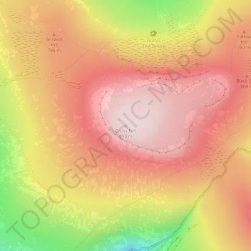 Carte topographique Cross Fell, altitude, relief